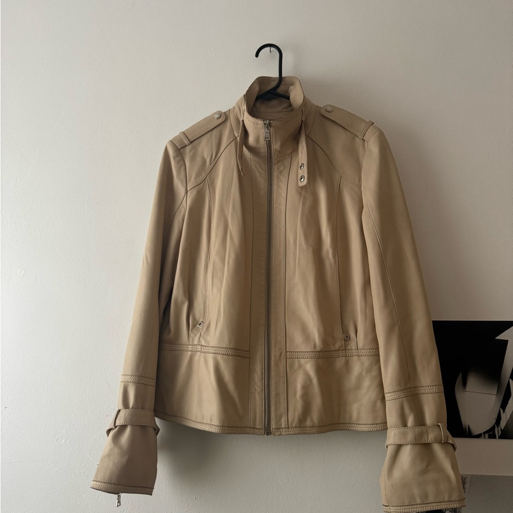 Marc New York Tan Leather Zip-Front Jacket